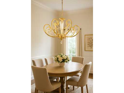 Lustre LED – 6016 (8+4) – Or – 12 Lumières – 3000K Blanc chaud – Aluminium – Design élégant