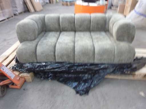 2-zits bank - groene chenillestof 