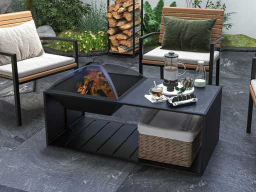 Table basse foyer avec étagère de rangement