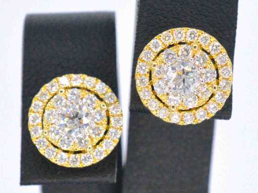 Cercei de aur pentru anturaj, 60 de diamante cu tăietură strălucitoare