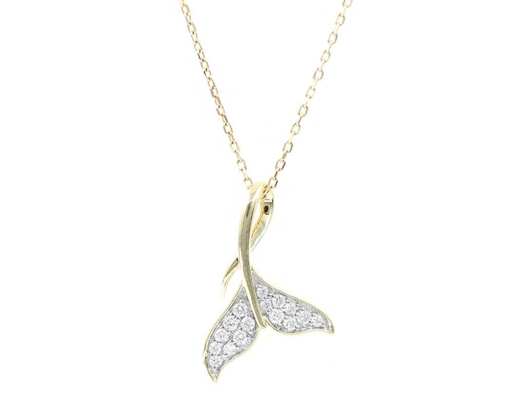 18 Kt Yellow Gold Necklace With Natural Diamond Pendant