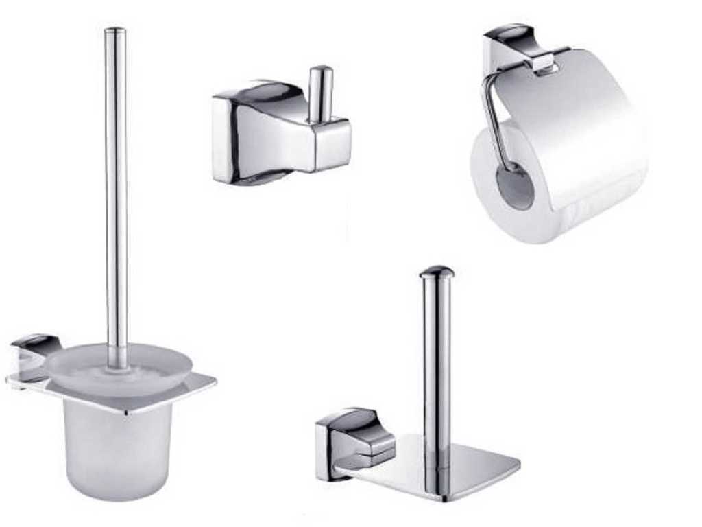 Set d’accessoires de toilette chromé 4 pièces