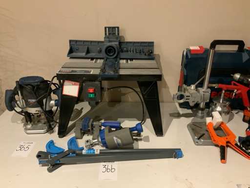 Ferm PRA1011 Bovenfreestafel & diverse gereedschap