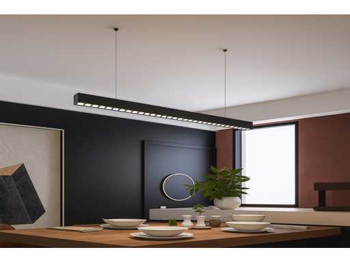 LED Lineaire Hanglamp – 35W – 120cm – Zwart – Ingebouwde LED – Inclusief Montageset (x10)