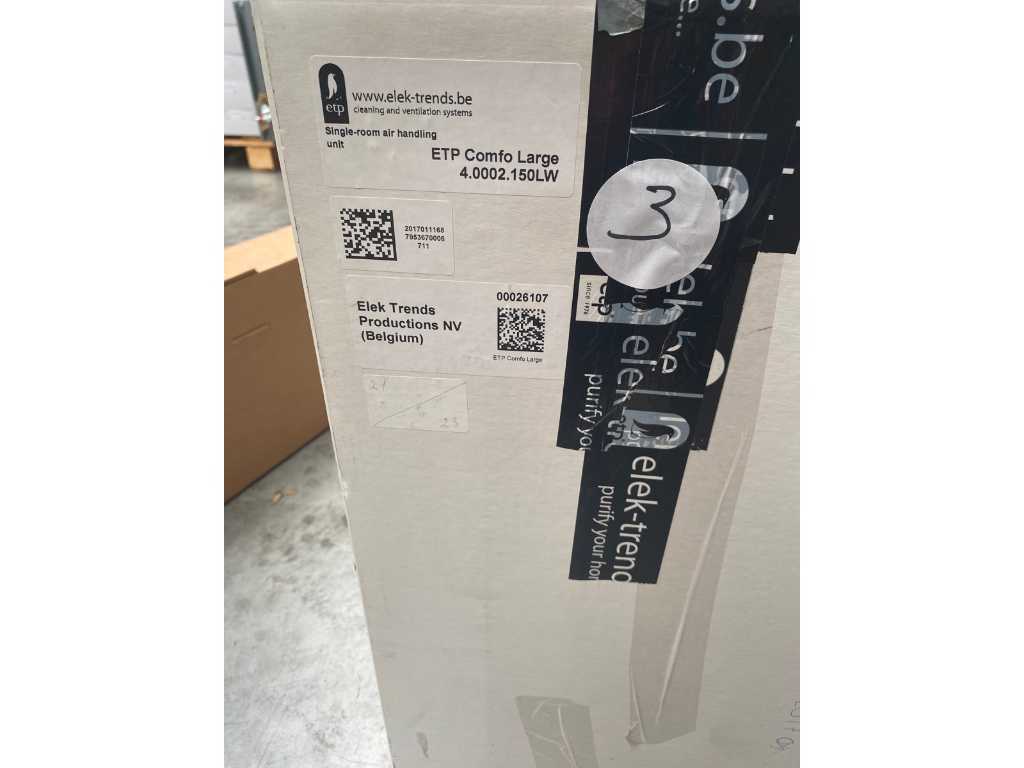 Decentraal ventilatie
ETP comfo large 100m³/h Elektrends