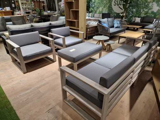 Ensemble salon Jati-Kebon Hamilton teck gris instantané avec une teinte solaire