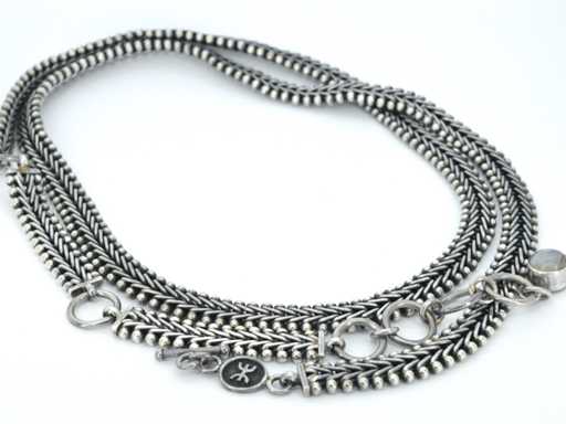 Long Genuine Silver Belt with Gemstone