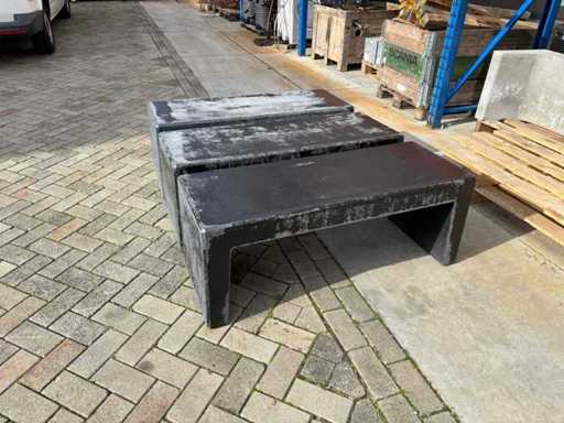 Zitbank beton - Zwart gecoat - 120 x 45 x 45 cm (3x)