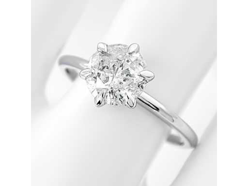 Anello in oro bianco 14 kt con diamante naturale 1.02 ct