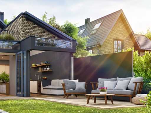 Brise-vent de jardin extensible en aluminium 180 x 300 cm noir