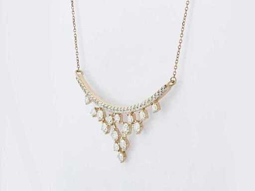 14 KT Yellow Gold Necklace with 2.70 Cts Pendant With Lab Grown Diamond