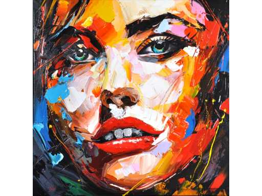 Loîc Tuhal - Visage - olie op doek - 100x100 cm