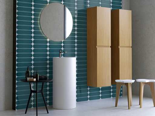 Wandtegel 48m² Ovale kobalt glanzend 7,5x30cm