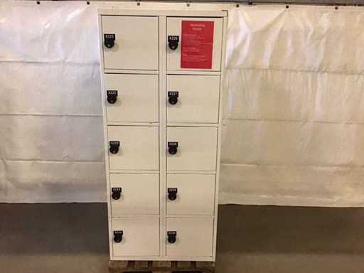 (2x) lockers van 10 kluisjes met cijferslot