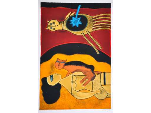 Corneille - La reine de sable - litho - 105x75 cm