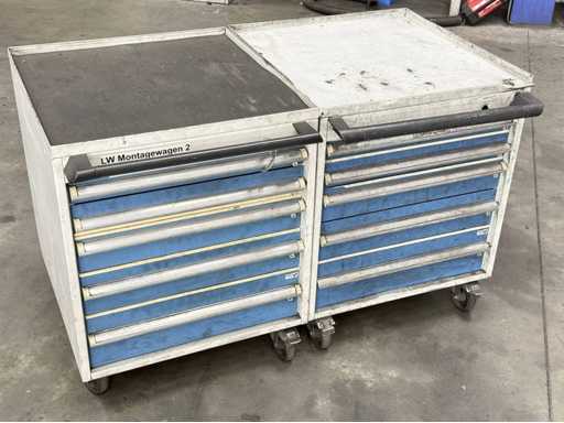   2 mobile tool trolleys with contents