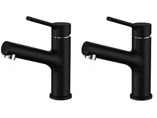  2x Rubinetto per lavabo Mawialix - Becco a scorrimento - nero opaco