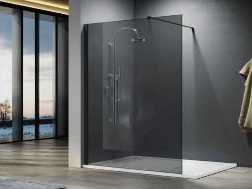 Lavinno - 120 BB - Walk-in shower - smoked glass - black matte profile