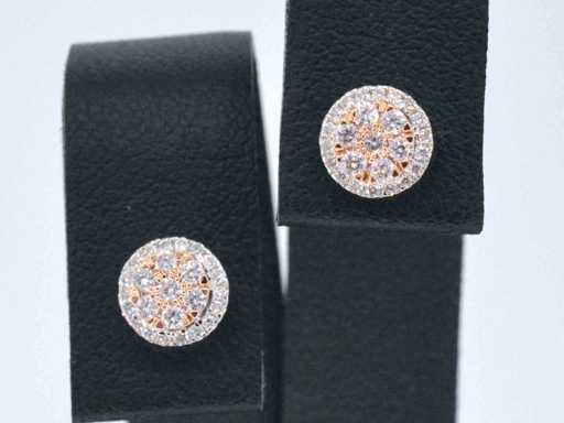 White gold earrings with natural pink and white diamond