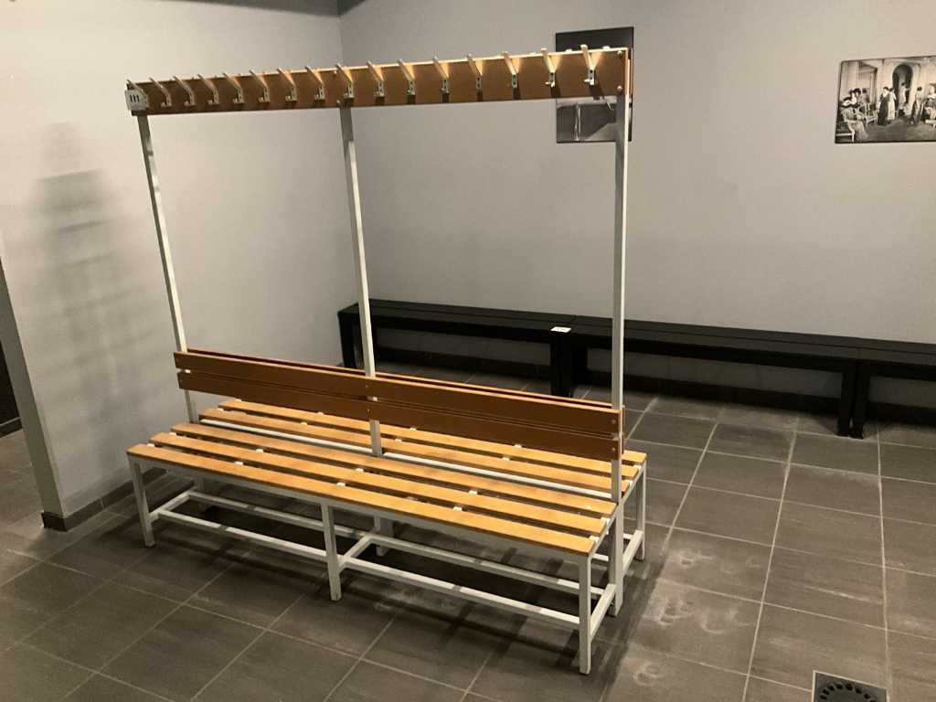 2x double-sided metal dressing room bench