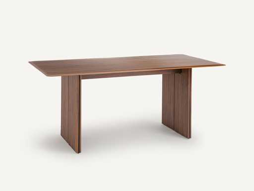 Massief notenhouten en gefineerde tafel L220 cm
