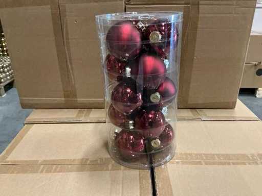 Série de boules de Noël en verre 80mm combi bordeaux 15/tube (64 tubes)