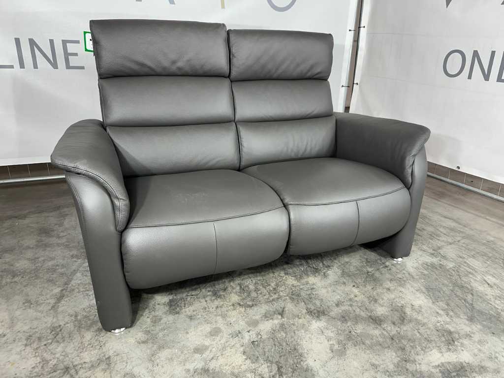 Hjort Knudsen - 2 Seater Sofa, Grey Leather, Chrome Legs