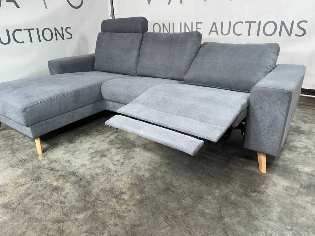 Hjort Knudsen - Corner sofa with lounge, gunmetal grey fabric, electrically adjustable recliner function