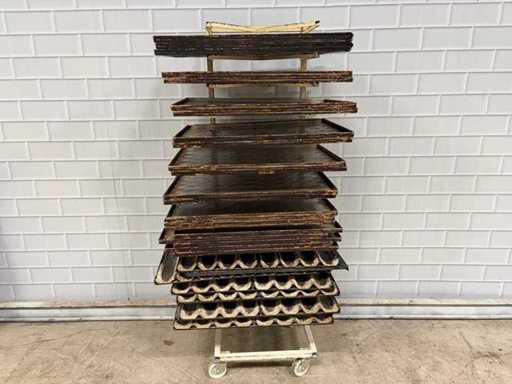 Platenwagen met diverse bakplaten