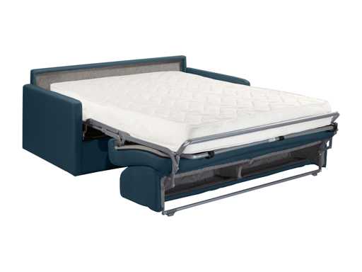 Canapé 3 places convertible express en velours bleu nuit - Couchage à lattes larges 140 cm - Matelas 18 cm
