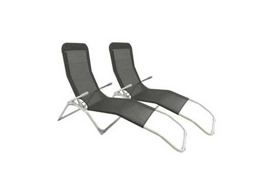 MaxxGarden 21863 Cantier solaire - chaise longue pliante 2 pièces - textilene - noir