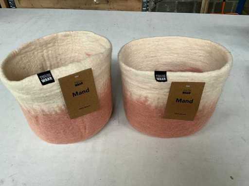 Fair Trade mand/plantpot wolvilt +/- Ø24 x 22 cm hoog (46x)