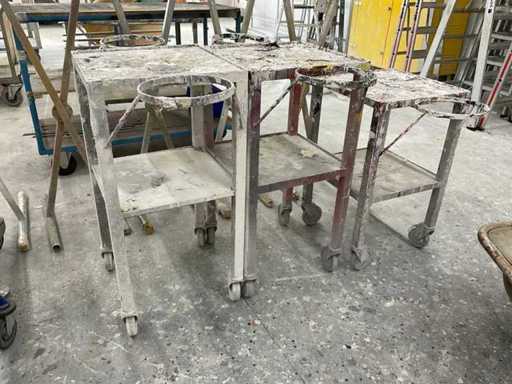 Mobiler Wagen mit Farbeimerringen (3x)
