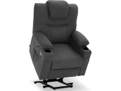 Electric Lift TV Chair, Relax with Chaise Longue, Massage and Heat, 2 Motors, Microfiber