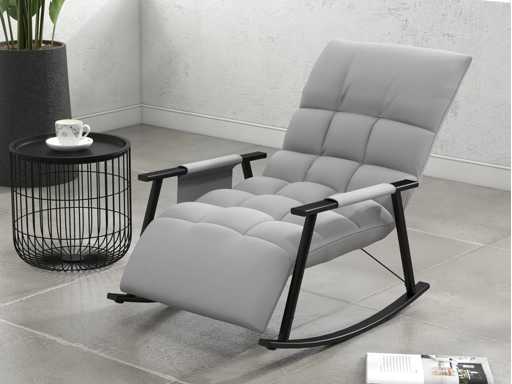 Fauteuil à bascule, dossier et repose-pieds réglables