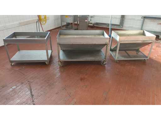   Stainless steel trolleys x 3