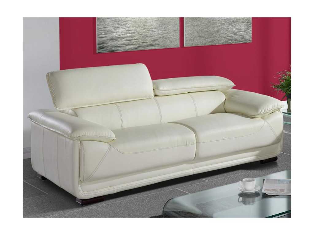 3-seater leather sofa - Ivory
