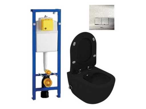 CREAVIT Toilettenset Mattschwarz mit Bidet und integriertem Wisa-Reservoir