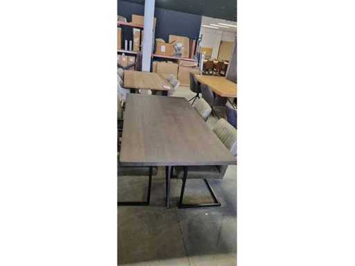 Salle à manger Chêne solide, pied d’ange brun foncé droit 200x100x78cm, 4 cm couleur marron, épais Patte métallique