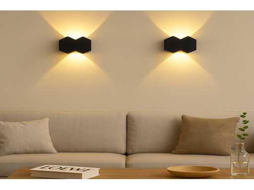 Bidirectionele LED Wandlamp – 4W – 3500K – IP54 – Zwart – SW-51-2(x10)