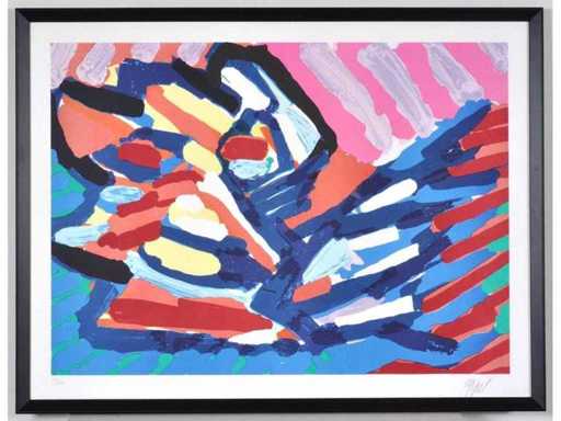 Karel Appel - Head on water - lithograph - framed