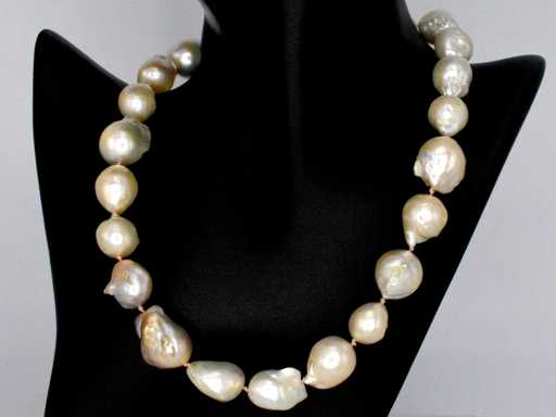 Colier de perle, perle baroce, închizătoare de argint