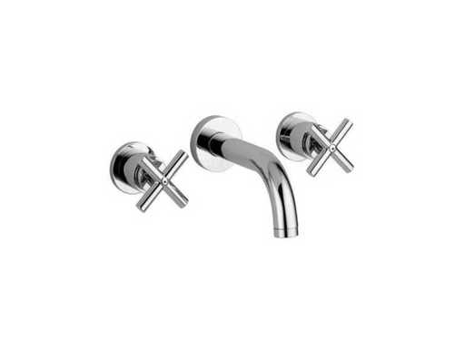 Paffoni Quattro wandkraan chroom 3-gats 2-greeps vaste uitloop 175mm chroom