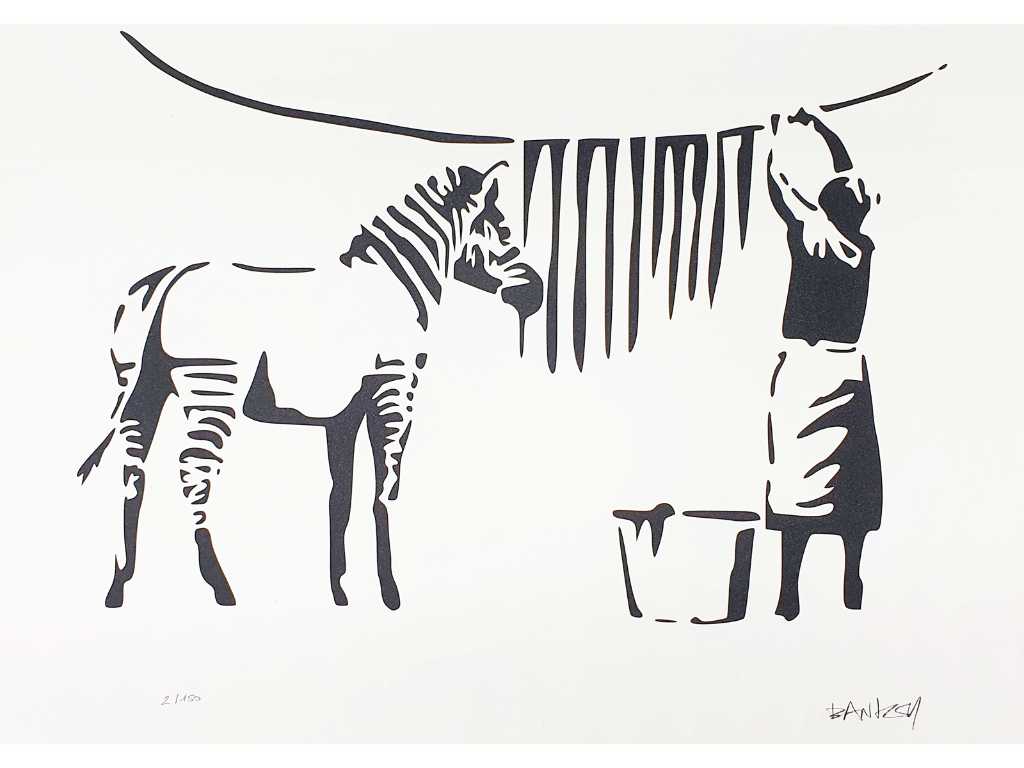 Banksy (geboren 1974), gebaseerd op - Washing Zebra