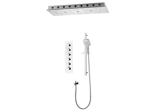 Mawialux Douche à effet pluie encastrable avec 5 fonctions - chrome