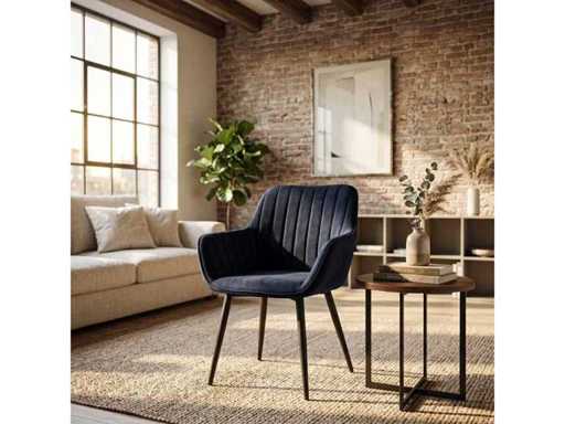 Set of 6 Dining Chair Tub with Armrest Black