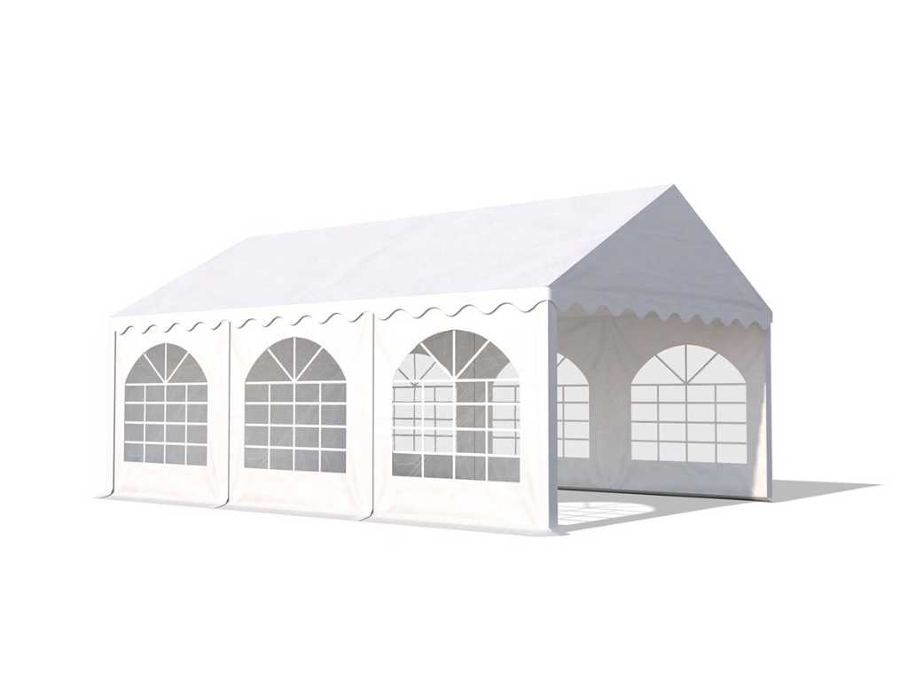 1 x Pvc partytent 4 x 6 m - Wit - Inclusief grondframe
