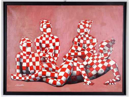 Jack Gage - 4 Filles - oil on canvas - 90x120 cm
