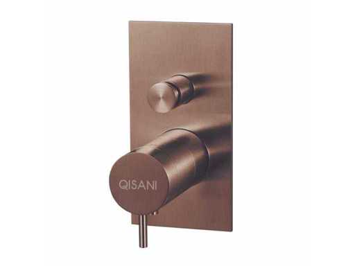Qisani - Flow - Thermostatische inbouwkraan 2-weg vierkant afbouwdeel - Copper