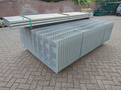 50x Heras dubbelstaafs hekwerk gegalvaniseerd 8/6/8 163 hoog met 24 palen
